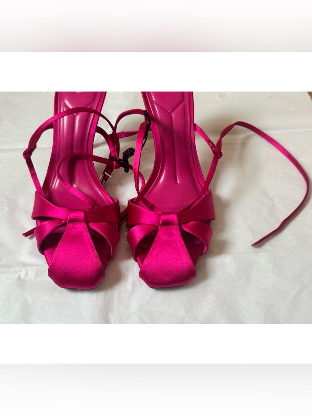 ZARA Fuchsia Satin High Heel Sandals - Picture 5 of 12